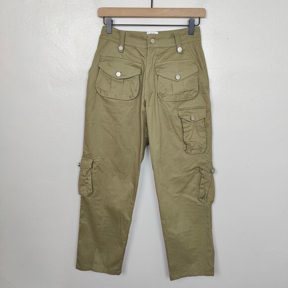 With Jean Tommy Pants Womens XXS Low Rise Baggy Cargo Y2K Khaki Tan Pockets - Picture 1 of 7